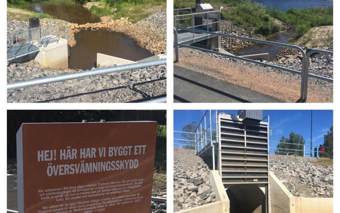 WaGate beskytter Klarälven i Karlstad mod oversvømmelser ved at kontrollere vandstanden, effektiv oversvømmelsesbeskyttelse