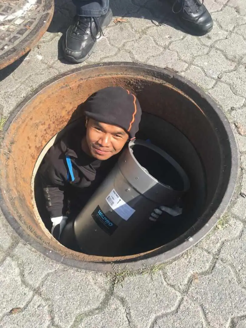 wapro-wastop-backflow-prevention-valve-installation-ahus-port-us Fully installed WaStop as long-term seawater backflow prevention at Åhus port