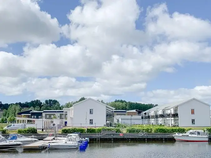 Oversigt over boligområde i Kristinehamn med WaStop installeret til oversvømmelsessikring