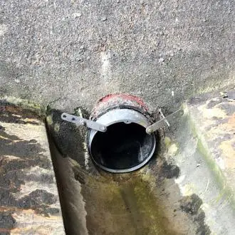 wapro-wastop-wastewater-check-valve-outlet-install-karlshamn-us Basin outlet equipped with WaStop for flow control and backup prevention