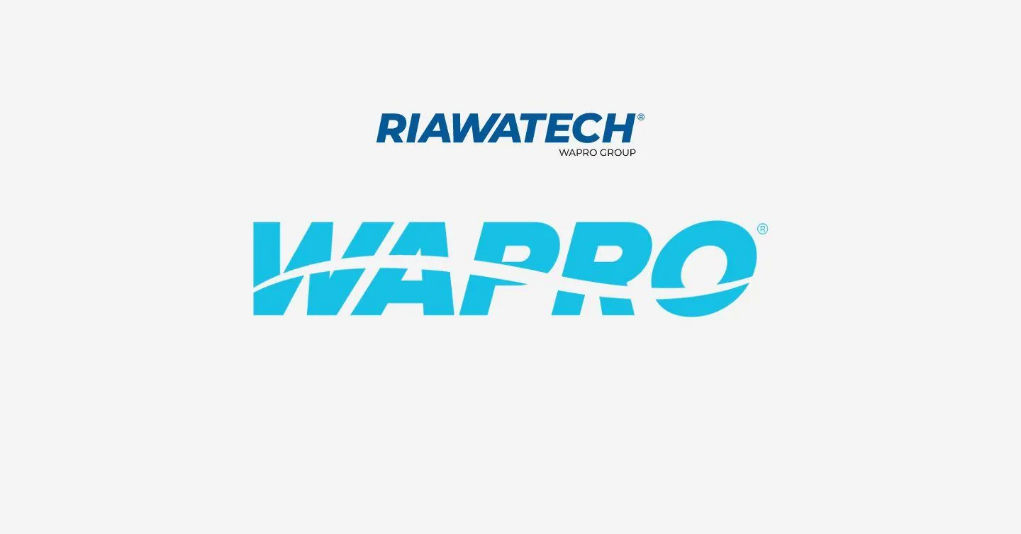 RiaWatech and Wapro logos on a light grey background, marking the rebrand of RiaWatech to Wapro